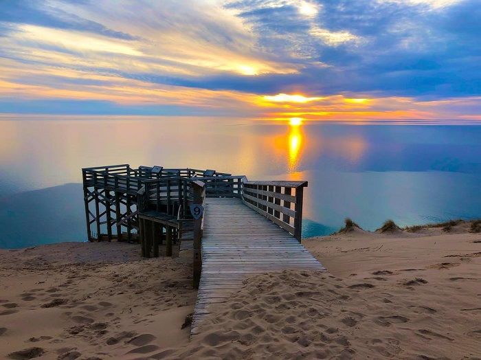 Lookout #9 over Sleeping Bear Dunes at sunset