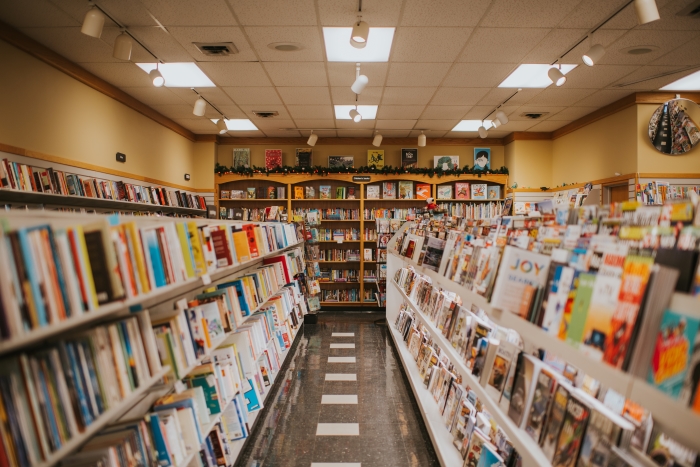 Shelves of books inside Reader's World.