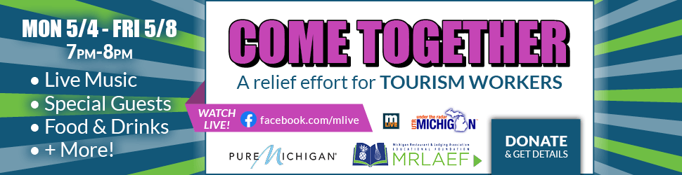 Graphic design with event information for "come together" event.
